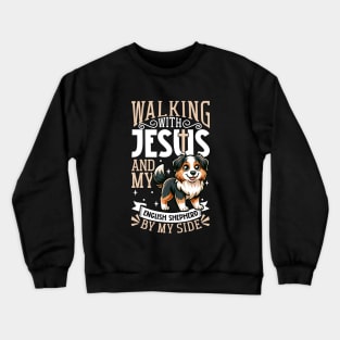 Jesus and dog - English Shepherd Crewneck Sweatshirt